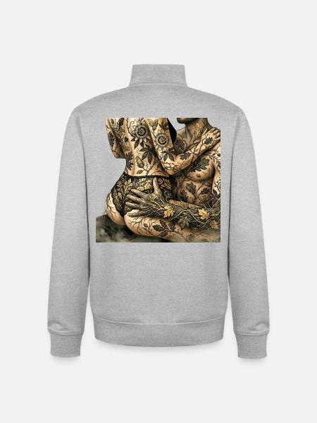 Mystical Weave: Botanical Illustration - Unisex Organic Zip Sweatshirt by Stanley/Stella - heather grey