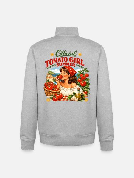 Official Tomato Girl Summer Retro Design - Unisex Organic Zip Sweatshirt by Stanley/Stella - heather grey