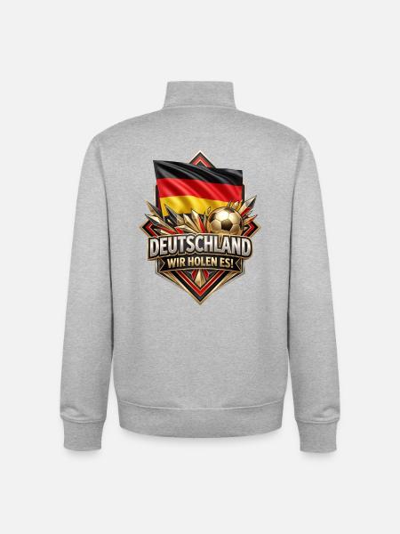 Deutschland Flaggenfußball Siegbadge - Unisex Organic Zip Sweatshirt von Stanley/Stella - Grau meliert