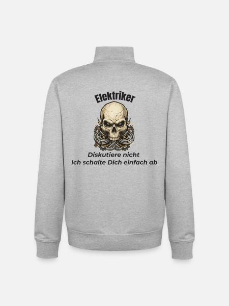 Elektriker Totenkopf - diskutiere nicht - Unisex Organic Zip Sweatshirt von Stanley/Stella - Grau meliert