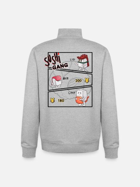 Sushi Gang Comicfiguren - Unisex Organic Zip Sweatshirt von Stanley/Stella - Grau meliert