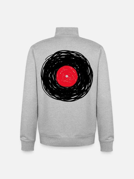 Vinyl Album Sketch - Unisex Organic Zip Sweatshirt by Stanley/Stella - heather grey
