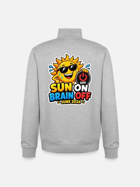 Heatwave 2026 | Sun On Brain Off - Unisex Organic Zip Sweatshirt by Stanley/Stella - heather grey