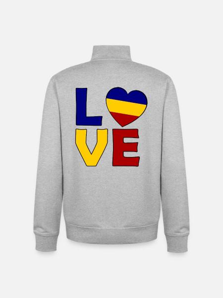 Love Romania Heart Flag - Unisex Organic Zip Sweatshirt von Stanley/Stella - Grau meliert