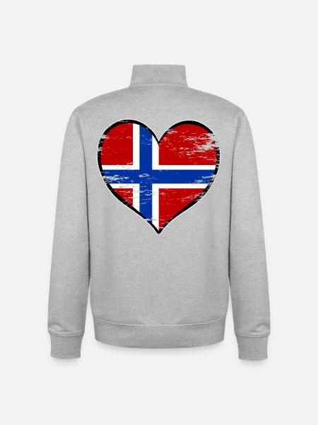 Norwegen Herzflagge used - Unisex Organic Zip Sweatshirt von Stanley/Stella - Grau meliert