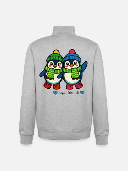 Zwei Pinguine – treue Winterfreunde - Unisex Organic Zip Sweatshirt von Stanley/Stella - Grau meliert
