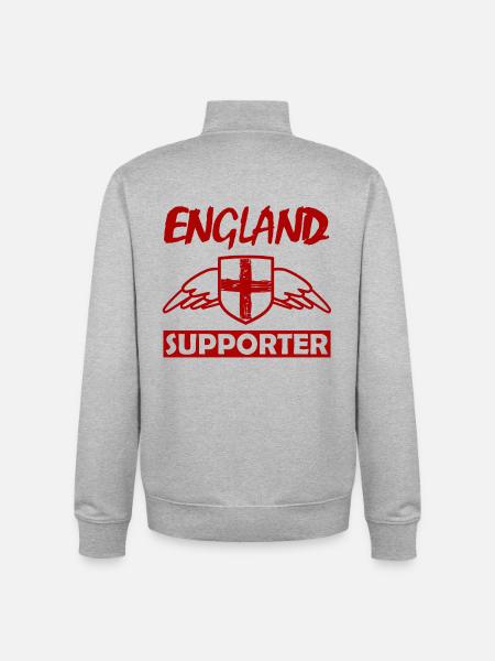 England Wing Shield Supporter - Unisex Organic Zip Sweatshirt by Stanley/Stella - heather grey