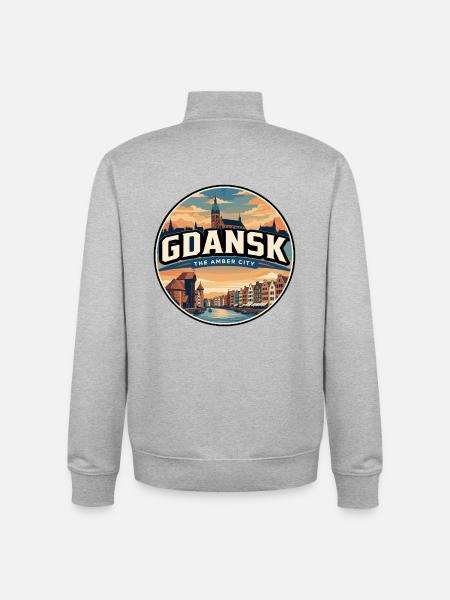 Retro Danziger Kranich-Reiseabzeichen - Unisex Organic Zip Sweatshirt von Stanley/Stella - Grau meliert