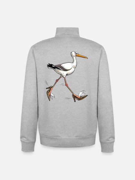 Élégante mouette en talons léopard - Sweat zippé unisexe en coton bio Stanley/Stella - gris chiné