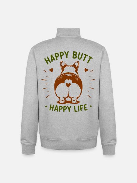 Fröhlicher Hundepo – Glückliches Leben - Unisex Organic Zip Sweatshirt von Stanley/Stella - Grau meliert