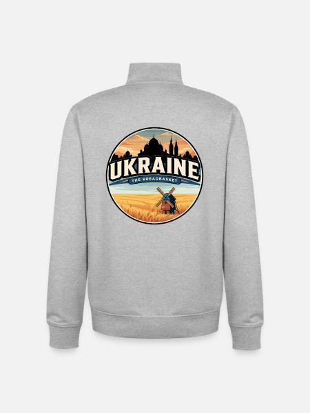 Retro Ukraine Weizenfeldabzeichen - Unisex Organic Zip Sweatshirt von Stanley/Stella - Grau meliert