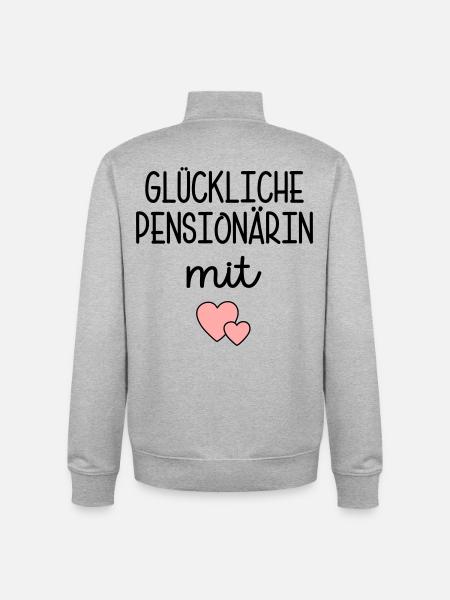 Herz - Glückliche Pensionärin - Unisex Organic Zip Sweatshirt von Stanley/Stella - Grau meliert