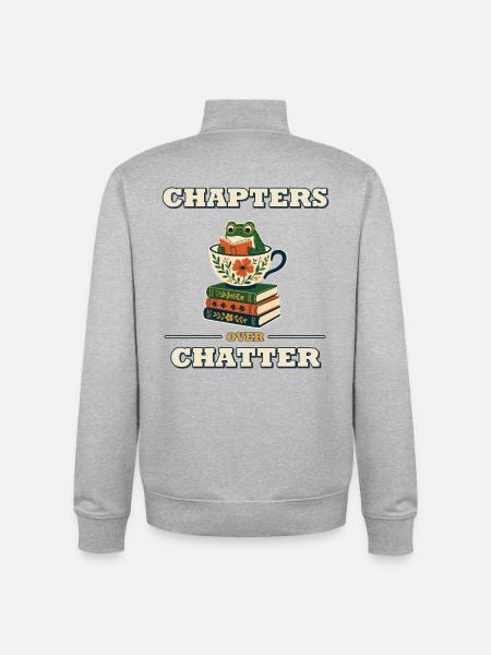 Chapters Over Chatter - Unisex Organic Zip Sweatshirt by Stanley/Stella - heather grey