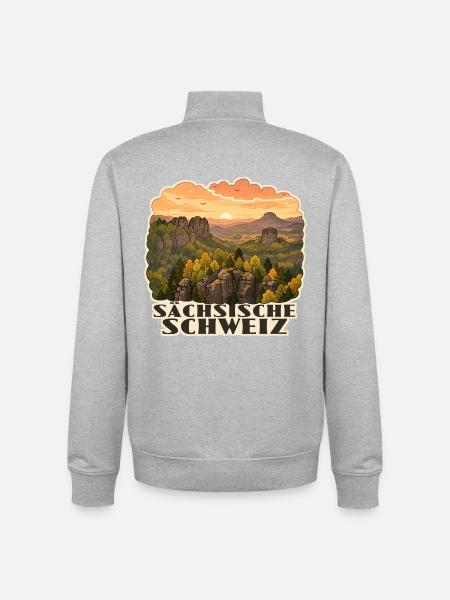 Sächsische Schweiz - Unisex Organic Zip Sweatshirt von Stanley/Stella - Grau meliert
