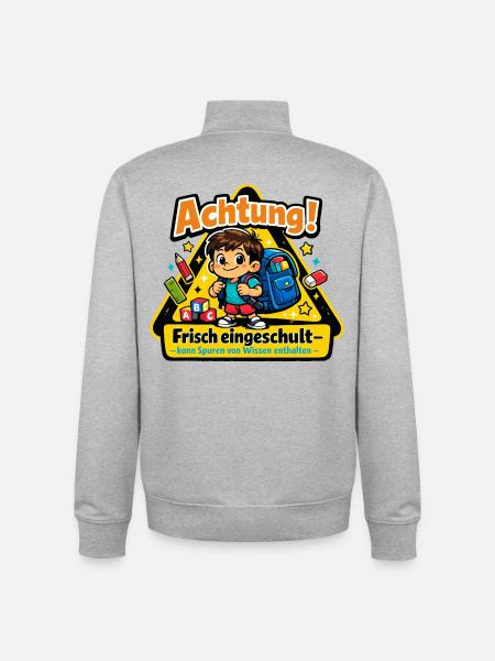 Achtung frisch eingeschult - Unisex Organic Zip Sweatshirt von Stanley/Stella - Grau meliert