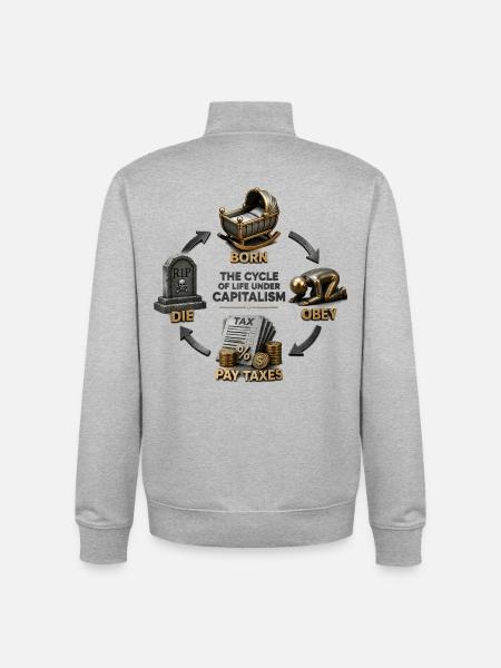 Capitalism Cycle Satire - Unisex Organic Zip Sweatshirt by Stanley/Stella - heather grey