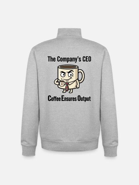 CEO Coffee Mug -Coffe Ensures output - Unisex Organic Zip Sweatshirt by Stanley/Stella - heather grey