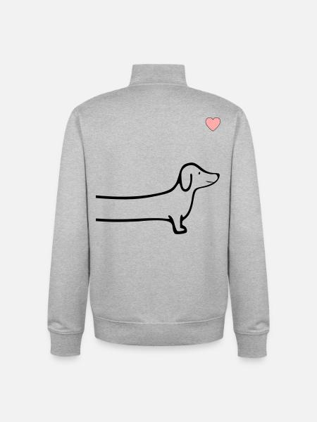 Chiens Cœur de teckel - Sweat zippé unisexe en coton bio Stanley/Stella - gris chiné