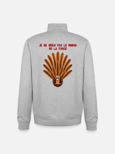 Dindon de Thanksgiving - Sweat zippé unisexe en coton bio Stanley/Stella - gris chiné