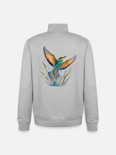 Schwalbe mit Farbe bespritzt - Unisex Organic Zip Sweatshirt von Stanley/Stella - Grau meliert