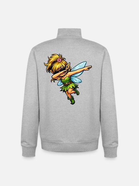 Dabbing Weibliche Fee - Unisex Organic Zip Sweatshirt von Stanley/Stella - Grau meliert