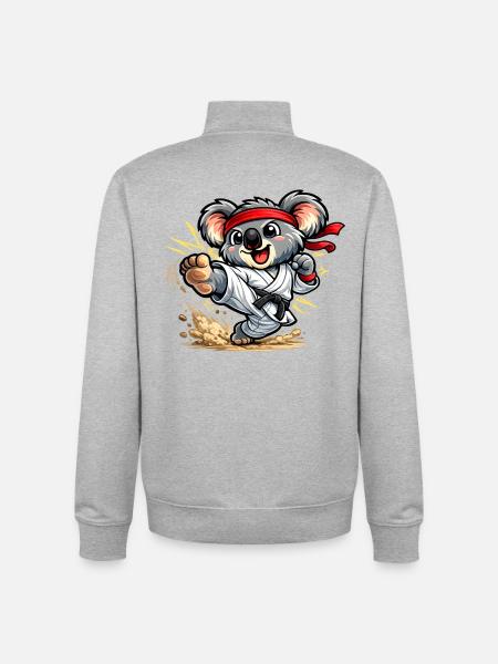 Koala mignon en karaté - Sweat zippé unisexe en coton bio Stanley/Stella - gris chiné