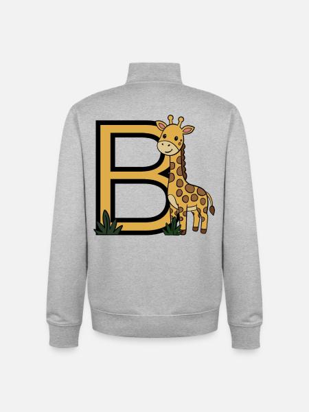 Giraffe Großbuchstabe B - Unisex Organic Zip Sweatshirt von Stanley/Stella - Grau meliert