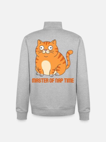 Master of Sleep Time Cat - Unisex Organic Zip Sweatshirt by Stanley/Stella - heather grey