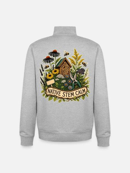 NATIVE STEM CALM plants - Unisex Organic Zip Sweatshirt by Stanley/Stella - heather grey