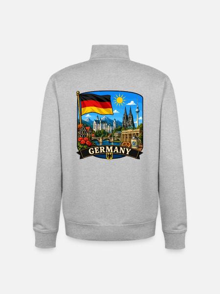 Deutschlands Nationales Denkmal-Denkmal-Aufkleber - Unisex Organic Zip Sweatshirt von Stanley/Stella - Grau meliert