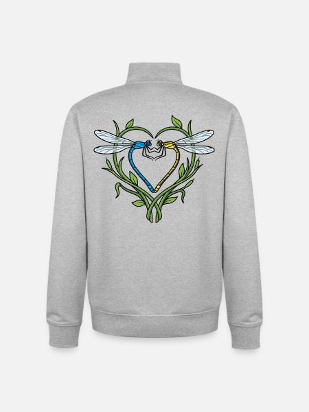 Dragonfly Heart - Unisex Organic Zip Sweatshirt by Stanley/Stella - heather grey
