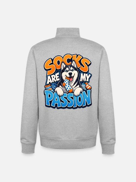 Siberian Husky - Unisex Organic Zip Sweatshirt by Stanley/Stella - heather grey
