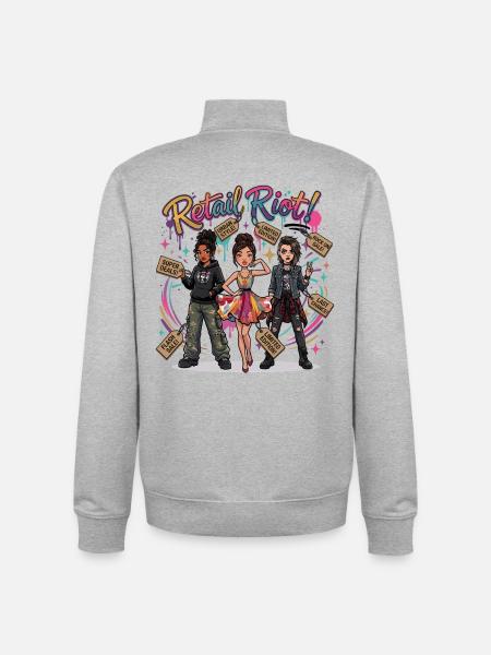 Retail Riot - Unisex Organic Zip Sweatshirt by Stanley/Stella - heather grey