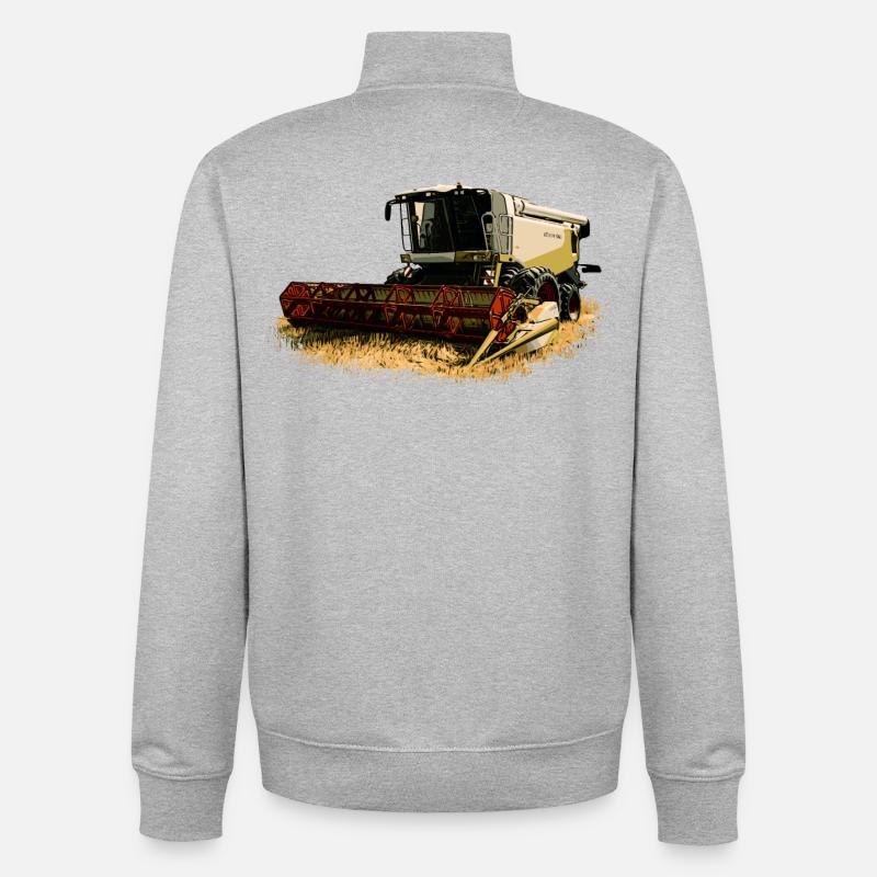Claas Moissonneuse-batteuse Lexion 550 - Sweat zippé unisexe en coton bio Stanley/Stella - gris chiné