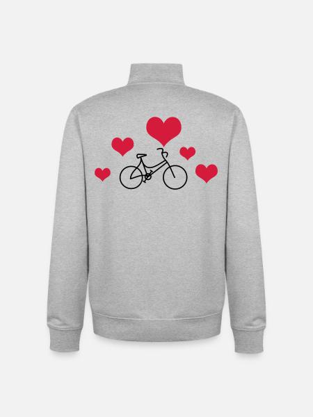 Damenrad mit Herzen - Unisex Organic Zip Sweatshirt von Stanley/Stella - Grau meliert
