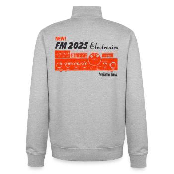 FM 2025 Electronics – Vintage Tech - Unisex Organic Zip Sweatshirt von Stanley/Stella - Grau meliert - Hinten - AI Model Male 185 light (185cm)