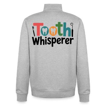 La vie des techniciens de laboratoire dentaire - Sweat zippé unisexe en coton bio Stanley/Stella - gris chiné - Dos - AI Model Male 185 light (185cm)