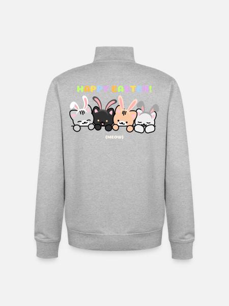 Cats with Rabbit Ear Bands - Unisex Organic Zip Sweatshirt by Stanley/Stella - heather grey