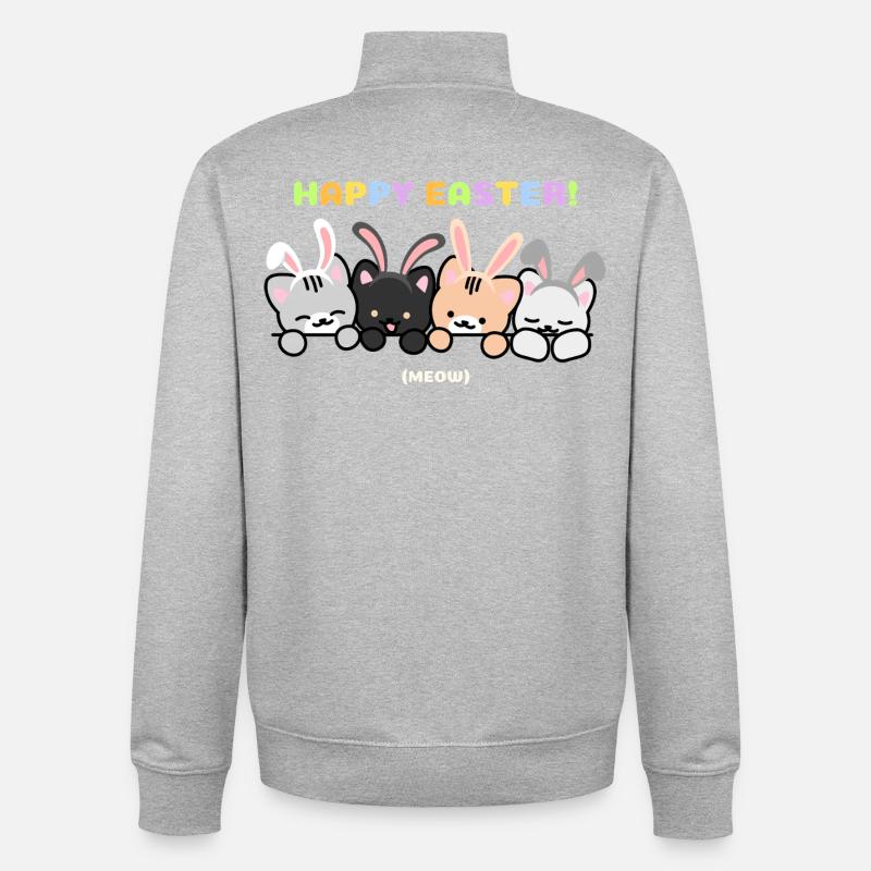 Cats with Rabbit Ear Bands - Unisex Organic Zip Sweatshirt by Stanley/Stella - heather grey