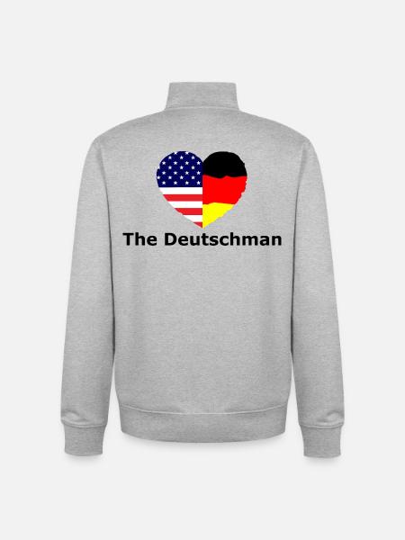 Herzflagge USADeutschland Fusion - Unisex Organic Zip Sweatshirt von Stanley/Stella - Grau meliert
