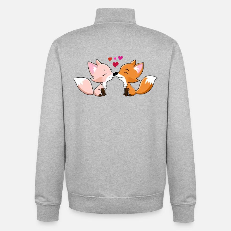 Fuchsverliebt - Unisex Organic Zip Sweatshirt von Stanley/Stella - Grau meliert