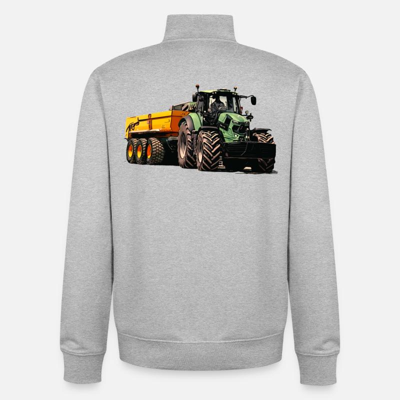 Traktor mit Anhänger Kipper - Unisex Organic Zip Sweatshirt von Stanley/Stella - Grau meliert