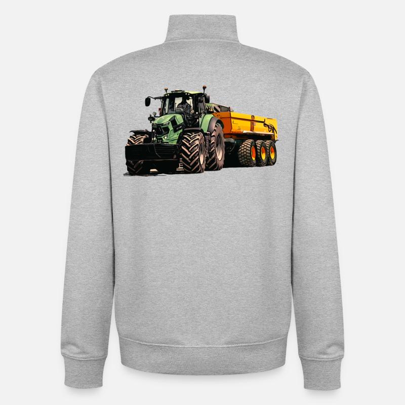 Deutz mit Anhänger Kipper - Unisex Organic Zip Sweatshirt von Stanley/Stella - Grau meliert