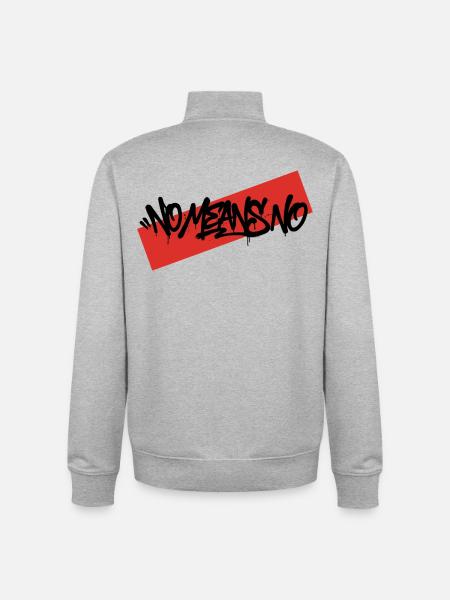 No means no - Unisex Organic Zip Sweatshirt by Stanley/Stella - heather grey