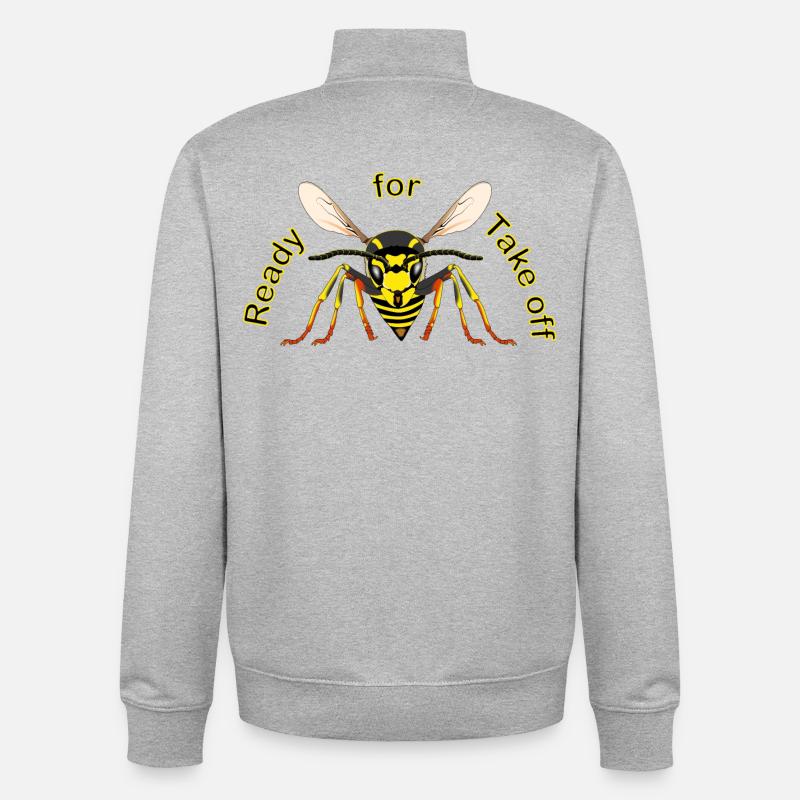 Wespe Ready for Take off - Unisex Organic Zip Sweatshirt von Stanley/Stella - Grau meliert