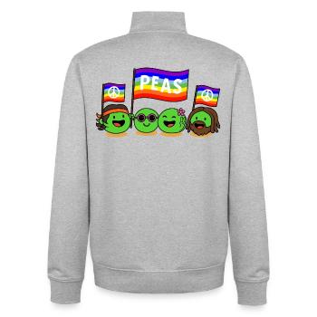 Peas & Love, Lustiges Hippie Erbsen Wortspiel - Unisex Organic Zip Sweatshirt von Stanley/Stella - Grau meliert - Hinten - AI Model Male 185 light (185cm)