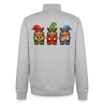 Wildschwein Weihnachten Jäger Keiler - Unisex Organic Zip Sweatshirt von Stanley/Stella - Grau meliert - Hinten - AI Model Male 185 light (185cm)