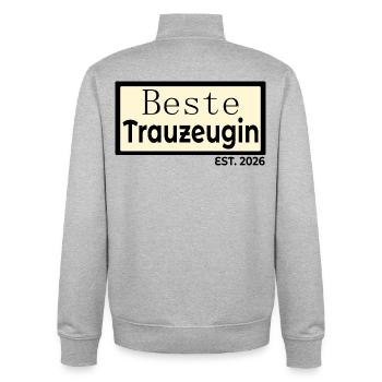 Wedding Best Maid of Honor 2026 - Unisex Organic Zip Sweatshirt by Stanley/Stella - heather grey - Back - AI Model Male 185 light (185cm)