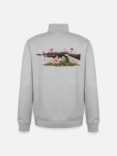 Fleurs sur acier - Sweat zippé unisexe en coton bio Stanley/Stella - gris chiné