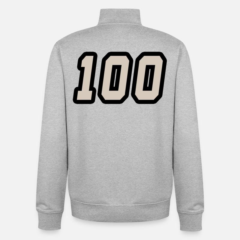 Zahl einhundert 100 - Unisex Organic Zip Sweatshirt von Stanley/Stella - Grau meliert